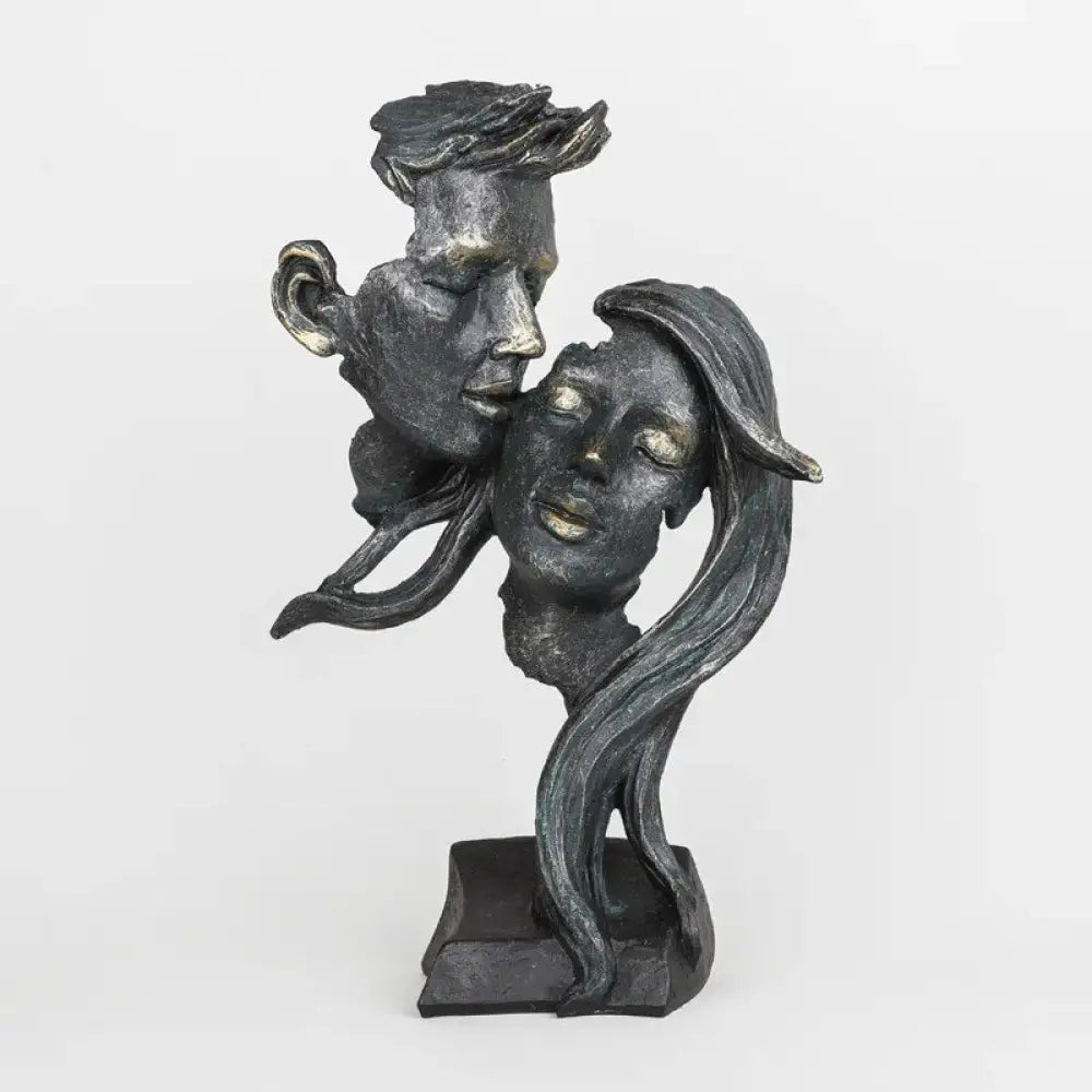 Vintage Facial Art Statue Kiss Face Mask Sculpture Retro Black Gold Figures