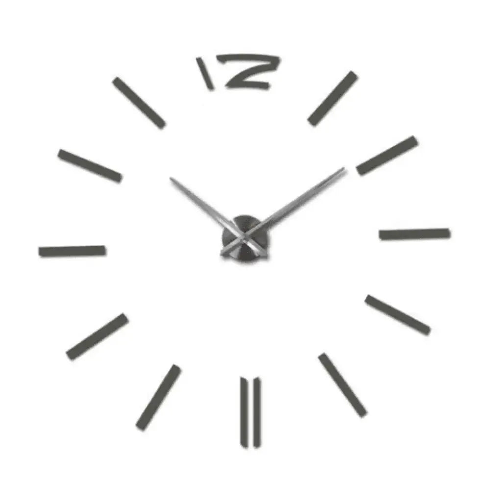 3D DIY Frameless Wall Clock Large Modern Mirror Surface Silent Clock - Dark Gray / 27inch