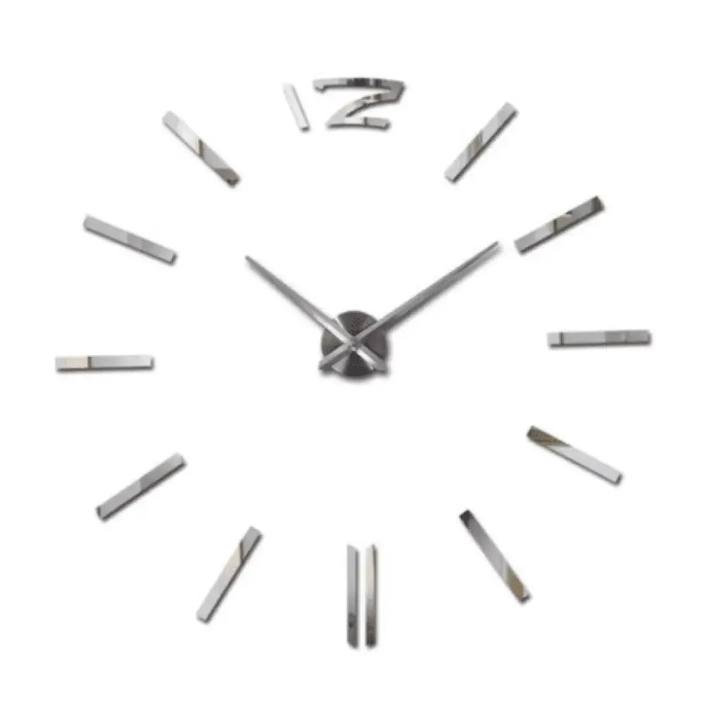 3D DIY Frameless Wall Clock Large Modern Mirror Surface Silent Clock - Silver / 27inch