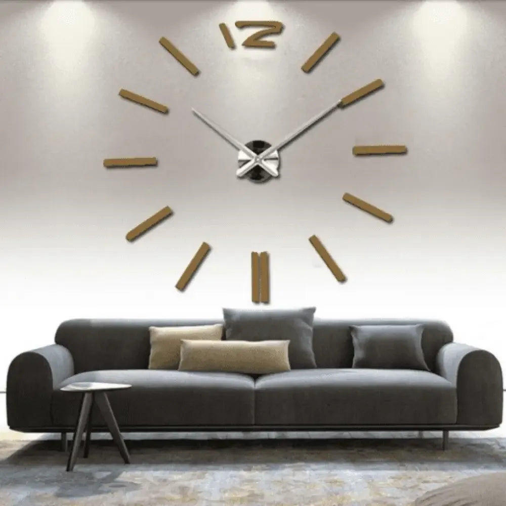 3D DIY Frameless Wall Clock Large Modern Mirror Surface Silent Clock - Black / 27inch