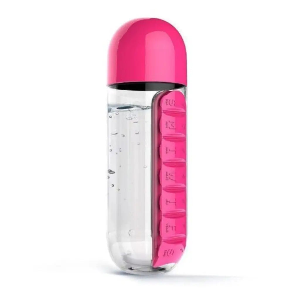 Water Bottle with Daily Pill Organizer – 600ml, 7-Day