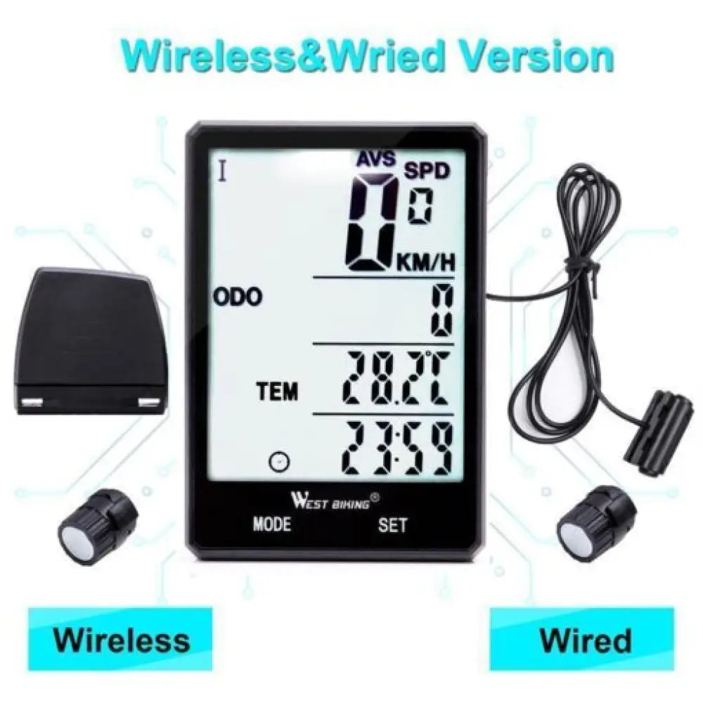 Waterproof Bicycle Speedometer – Wired/Wireless, Backlit LCD