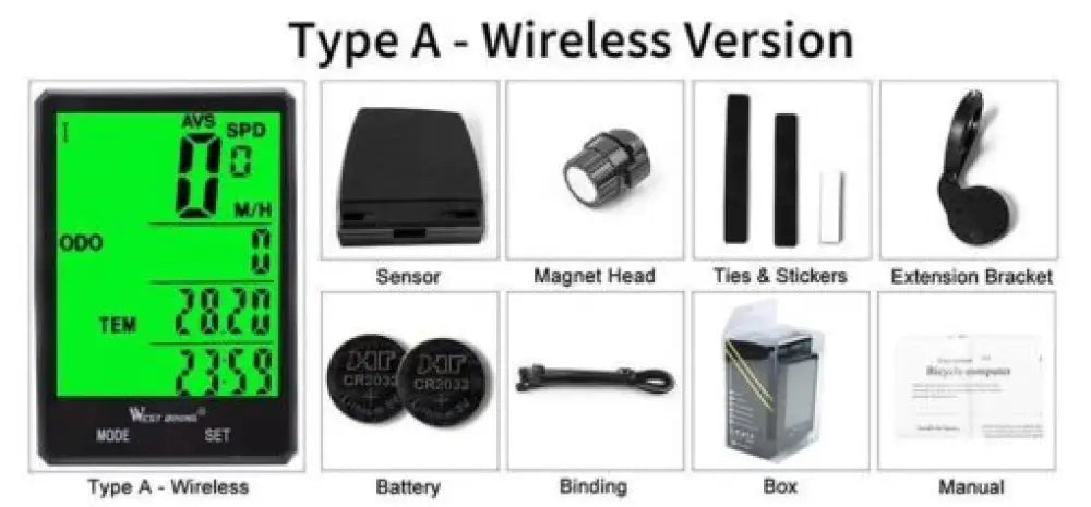 Waterproof Bicycle Speedometer – Wired/Wireless, Backlit LCD