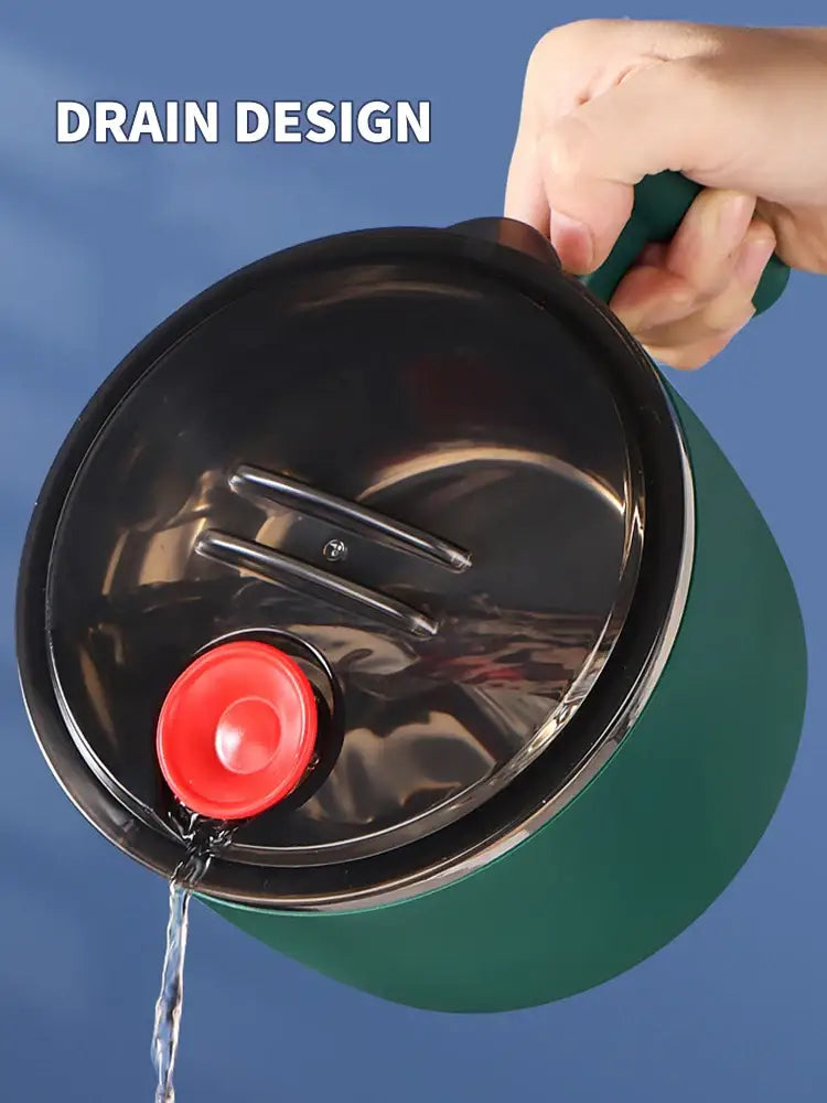 1000mL Stainless Steel Instant Noodle Bowl with Lid Portable Sealed & Drain Bowl Function