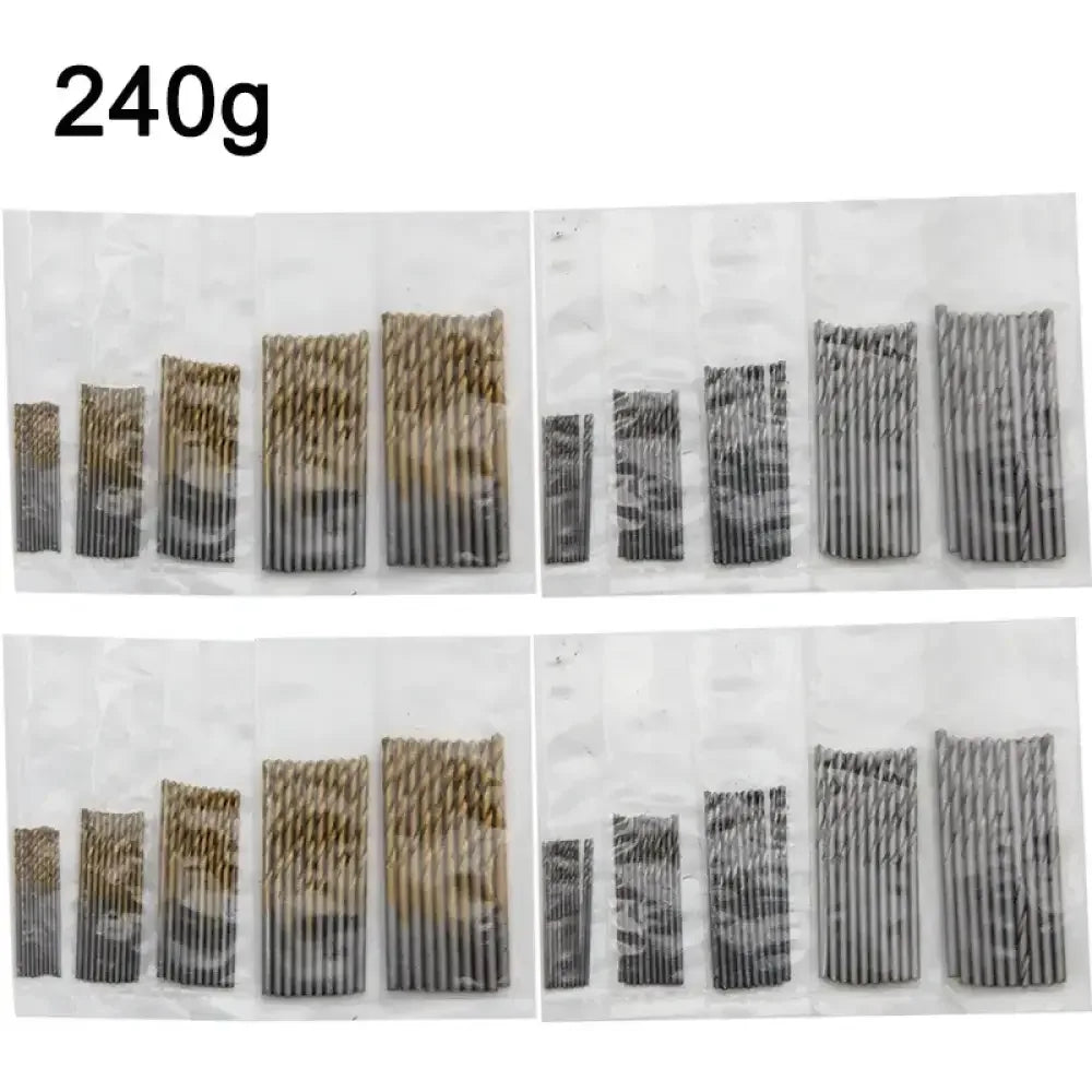 Titanium plated natural color twist drill bit set 1-3mm high-speed steel