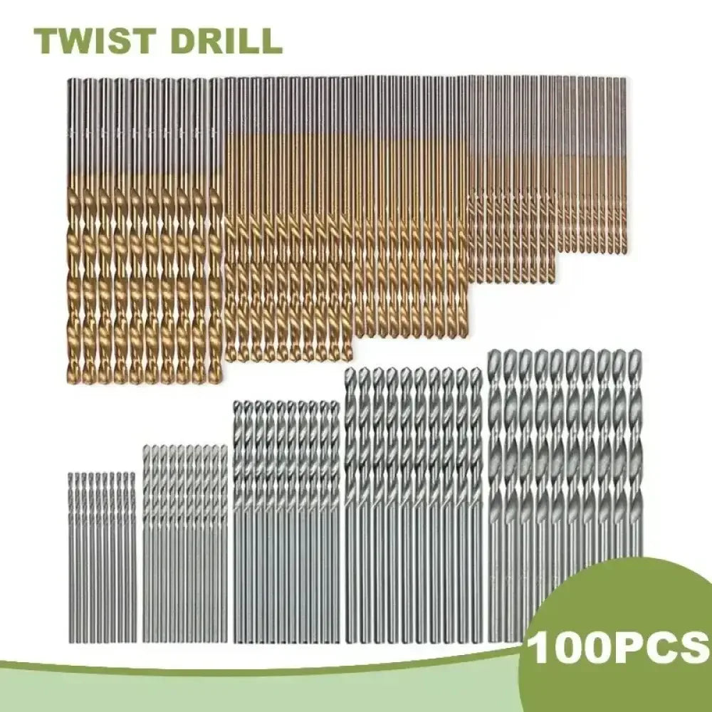100pcs/200pcs Twist Drill Bit Set 1–3mm Titanium Plated & Natural Color High-Speed Steel Drill Bits - Ninjanew