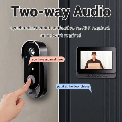 1080P Wireless WiFi Video Doorbell 4.3" IPS Screen & IR Night Vision - Ninjanew