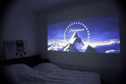 1080p Mini Home Projector with Paramount mountain sky movie theater screen