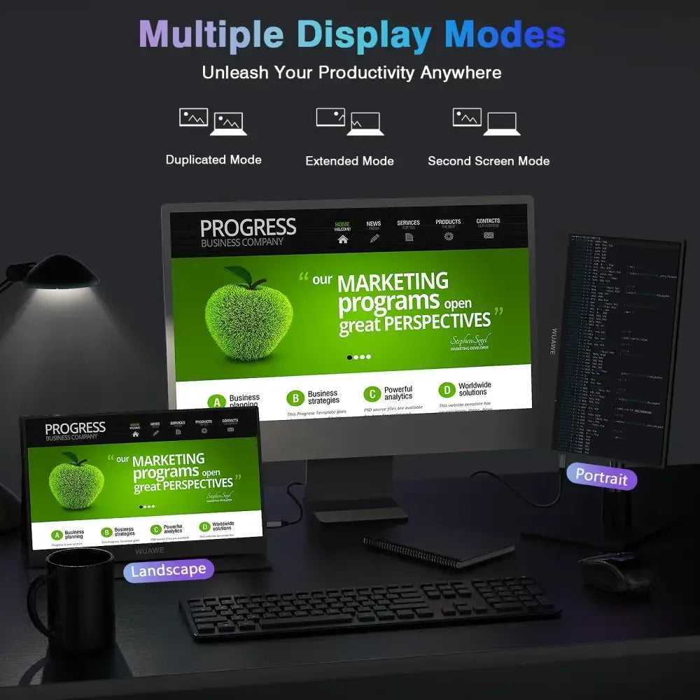 27-inch curved IPS portable monitor, 1080p USB-C/HDMI, black frame