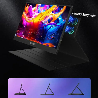 Black magnetic laptop stand for 1080p portable monitor with adjustable angles