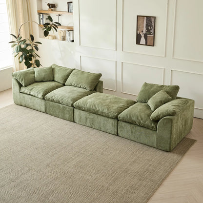 109" Modular Cloud Sectional Sofa 6-Piece Deep Seat Corduroy L-Shaped Couch - Ninjanew