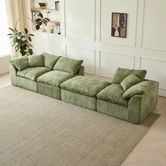 109" Modular Cloud Sectional Sofa 6-Piece Deep Seat Corduroy L-Shaped Couch - Ninjanew