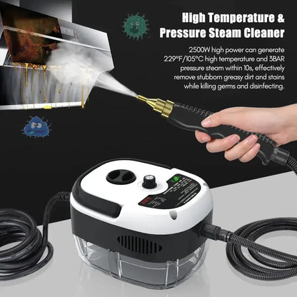 110V 1500W handheld steam cleaner with 6 speeds and 3 brush heads