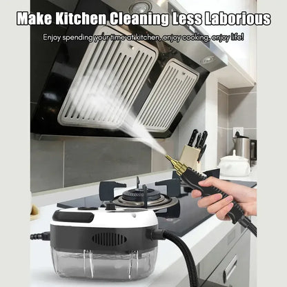 110V 1500W handheld steam cleaner with 6 speeds, 3 brush heads, black yellow handle