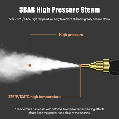 110V 1500W handheld steam cleaner with 3 brush heads and gold nozzle