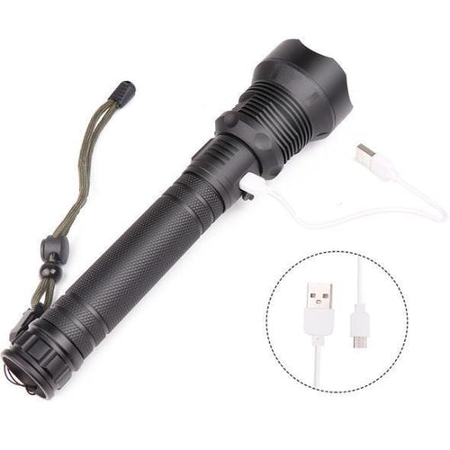 Black 120000 Lumen Tactical Flashlight with CREE XHP70, Instant Turbo Mode