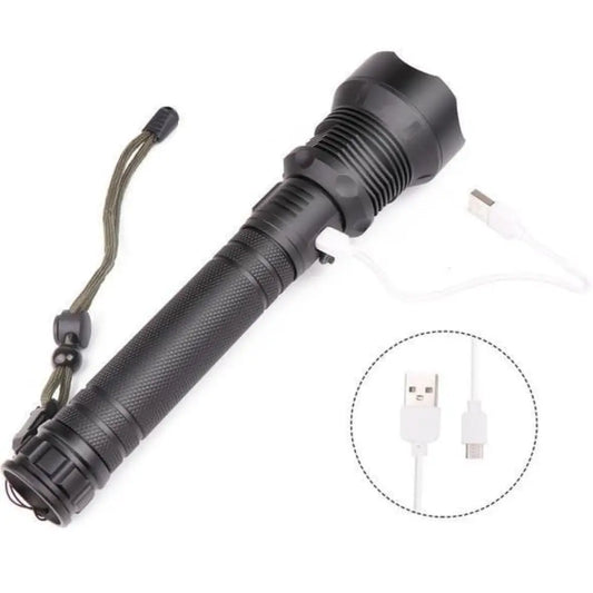 Black 120000 Lumen Tactical Flashlight with CREE XHP70, Instant Turbo Mode