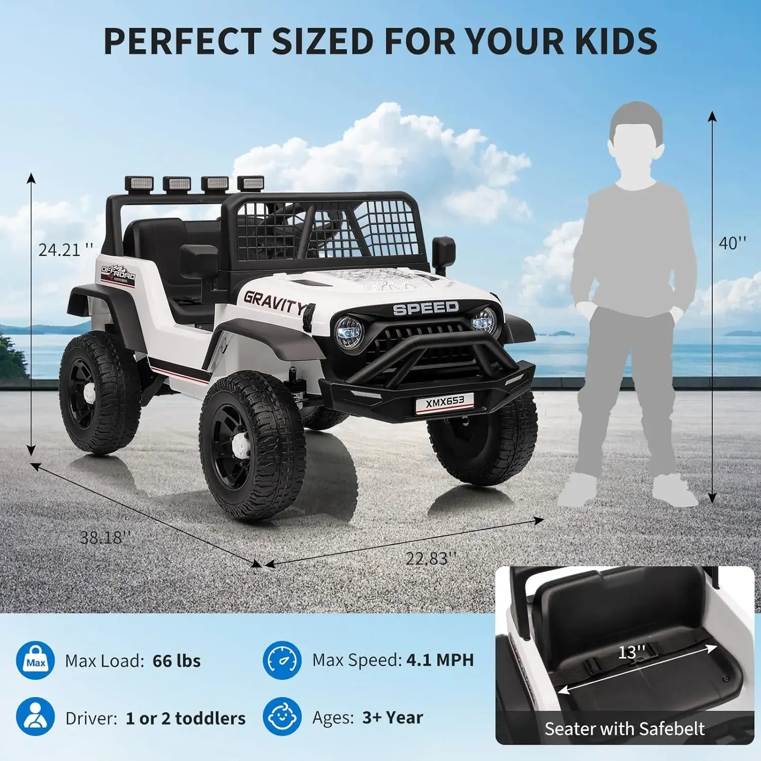 12V Kids' Ride-On Truck Electric Vehicle with Remote Control & LED Lights - Ninjanew