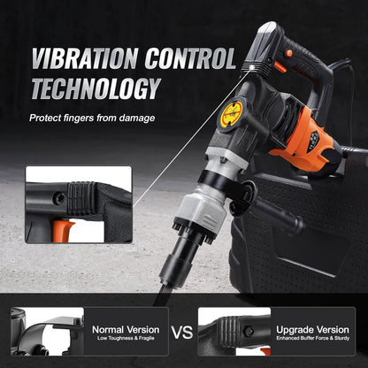 Black and orange 1400W demolition jack hammer with vibration control