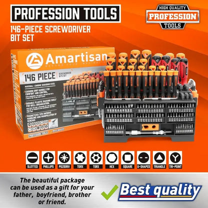 146-Piece Professional Magnetic Screwdriver & DIY Tool Set | Premium Cr-V Steel for Home & Garage - Ninjanew