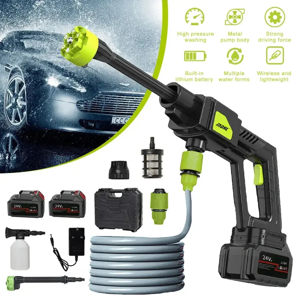 Makita 24V 1500W cordless electric pressure washer with green accents