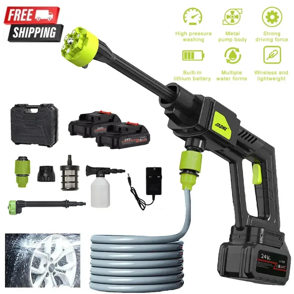 1500W Cordless Electric Pressure Washer, Rechargeable Car Wash Gun with Foam Machine for Makita 24V - Ninjanew