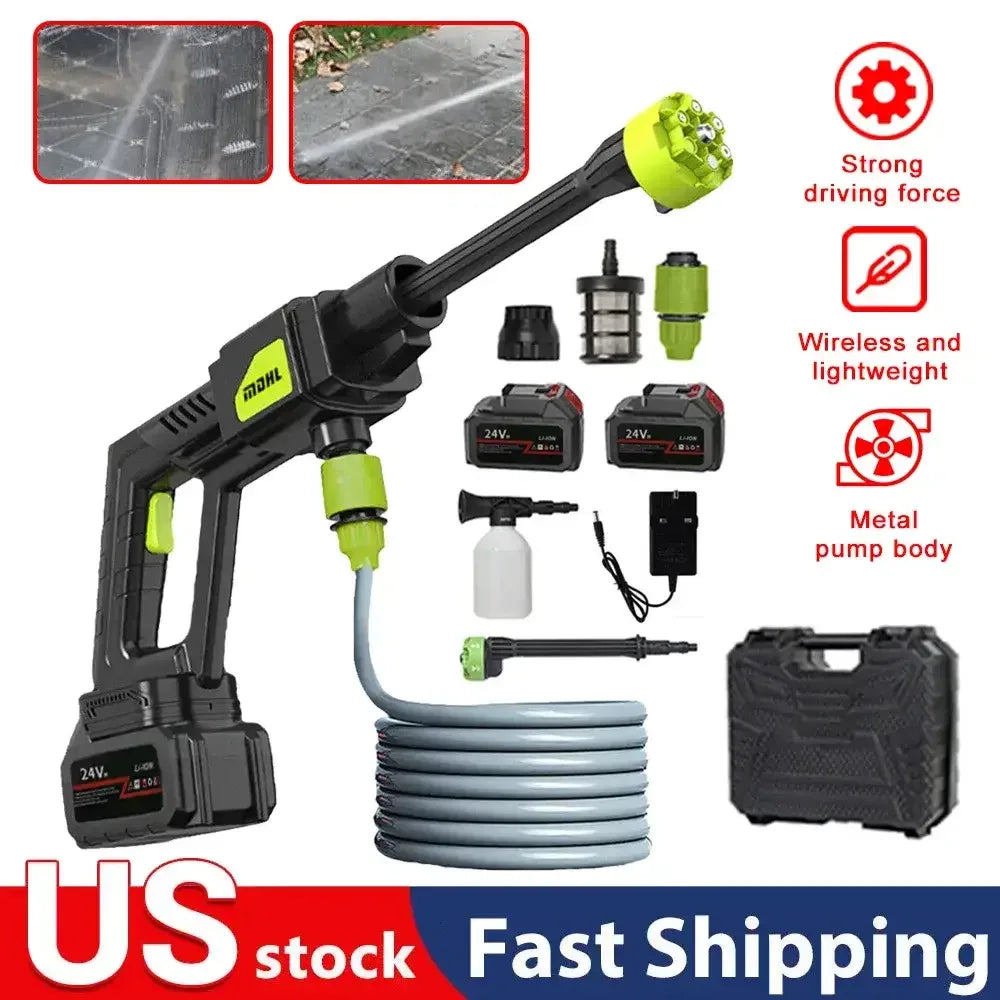 1500W Cordless Electric Pressure Washer, Rechargeable Car Wash Gun with Foam Machine for Makita 24V - Ninjanew