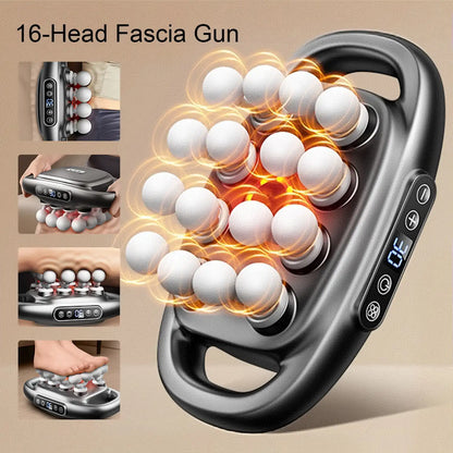 16-Head Fascia Gun with digital display on a beige background