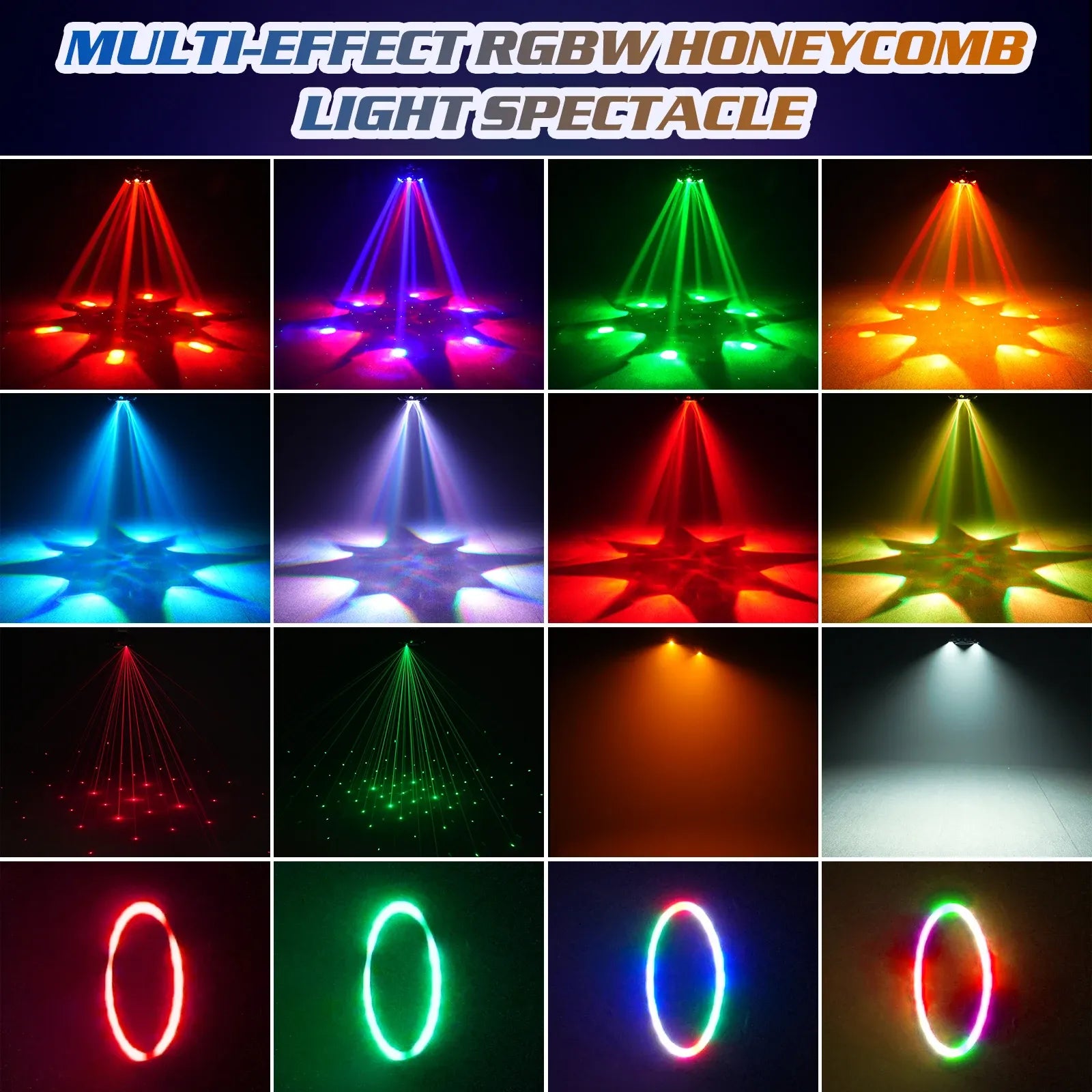 180W RGBW moving head stage light with honeycomb beam spectacle