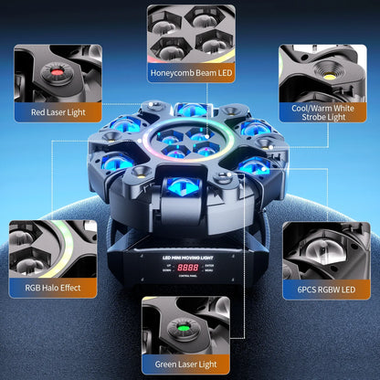 180W RGBW moving head stage light with disco ball lasers and strobes