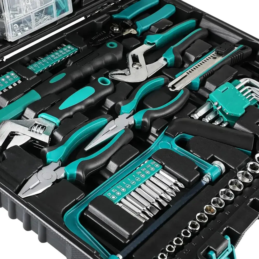 198-Piece Professional Home Repair & General Mechanic Tool Set | Chrome Vanadium Steel Kit - Ninjanew