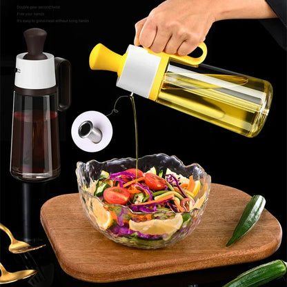 550ml 2-in-1 Glass Oil Dispenser & Brush BBQ Oil Bottle with SS Spout - Yellow