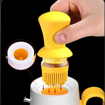 550ml 2-in-1 Glass Oil Dispenser & Brush BBQ Oil Bottle with SS Spout - Yellow