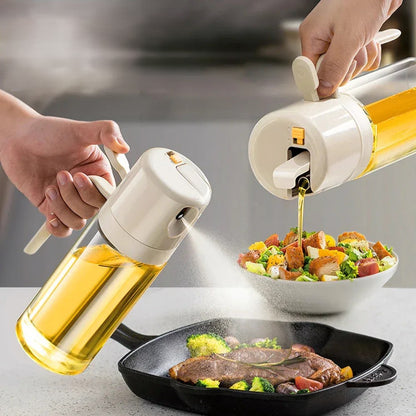 2-in-1 Olive Oil Sprayer & Dispenser 550ml Glass Cooking Oil Mister - Ninjanew