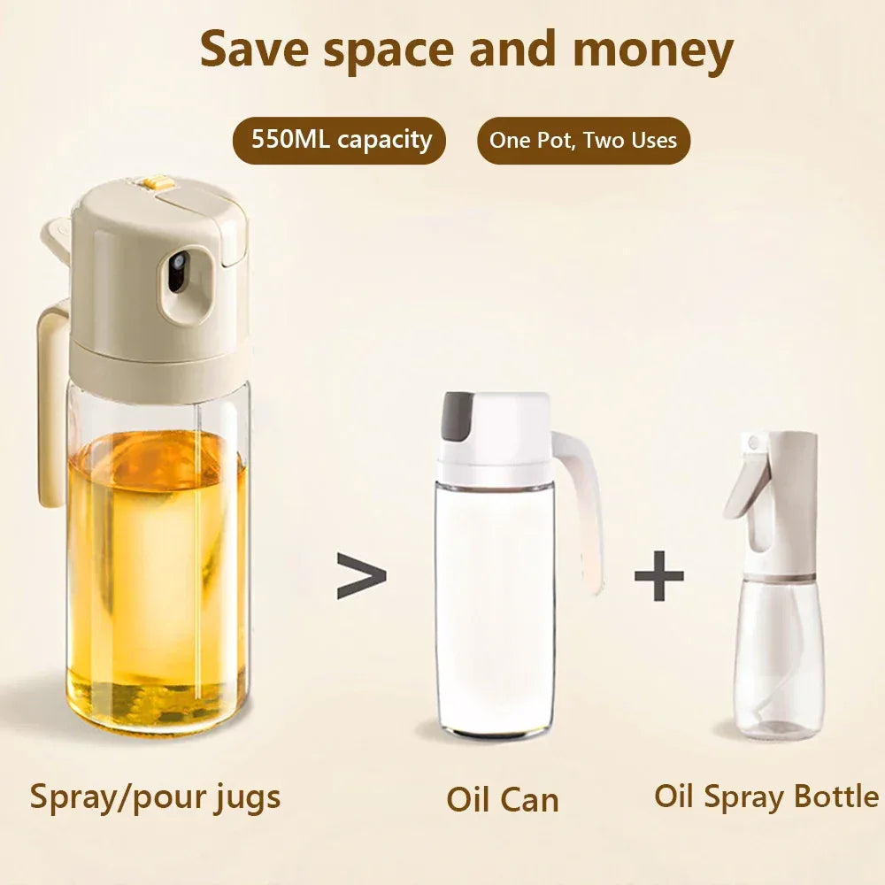 2-in-1 Olive Oil Sprayer & Dispenser 550ml Glass Cooking Oil Mister - Ninjanew