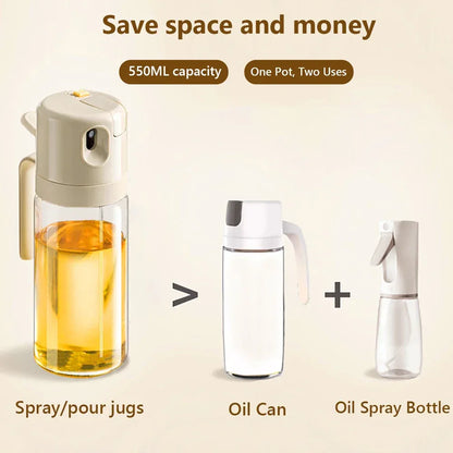 2-in-1 Olive Oil Sprayer & Dispenser 550ml Glass Cooking Oil Mister - Ninjanew