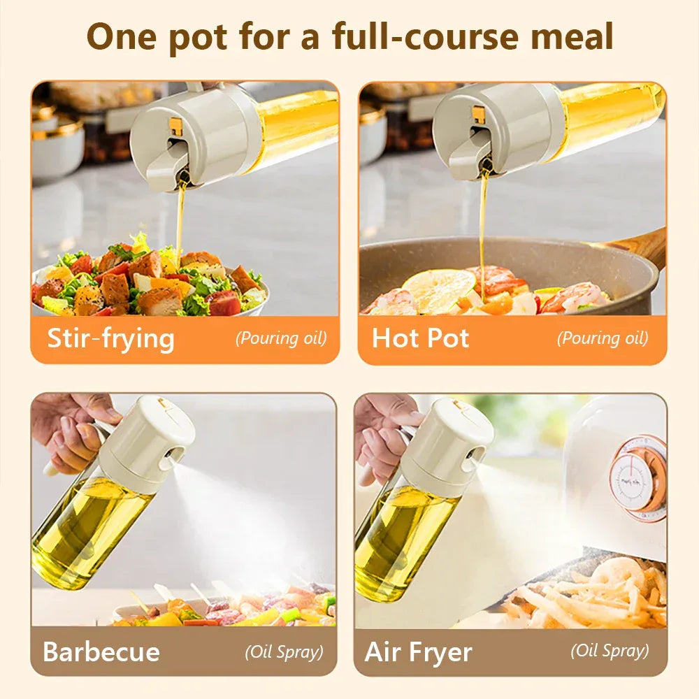2-in-1 Olive Oil Sprayer & Dispenser 550ml Glass Cooking Oil Mister - Ninjanew