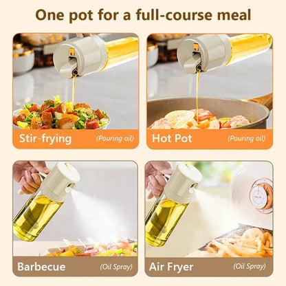 2-in-1 Olive Oil Sprayer & Dispenser 550ml Glass Cooking Oil Mister - Ninjanew