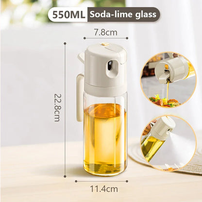 2-in-1 Olive Oil Sprayer & Dispenser 550ml Glass Cooking Oil Mister - Ninjanew