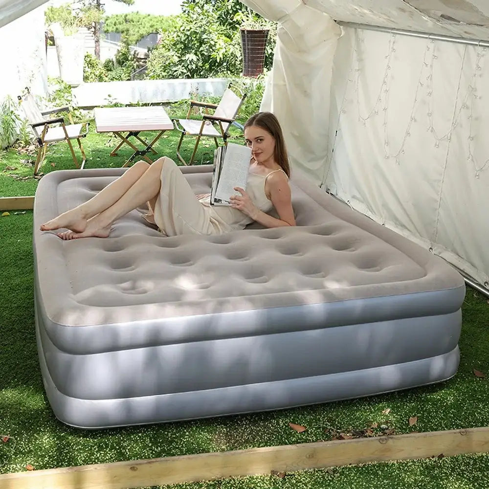 2-Person Camping Air Bed with Backrest 48cm High Inflatable Mattress for Indoor/Outdoor