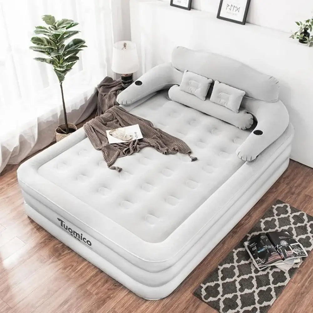 2-Person Camping Air Bed with Backrest 48cm High Inflatable Mattress for Indoor/Outdoor