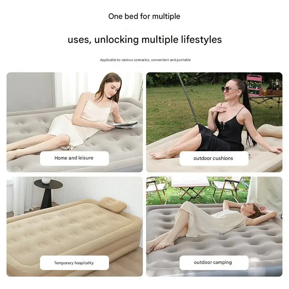 2-Person Camping Air Bed with Backrest 48cm High Inflatable Mattress for Indoor/Outdoor