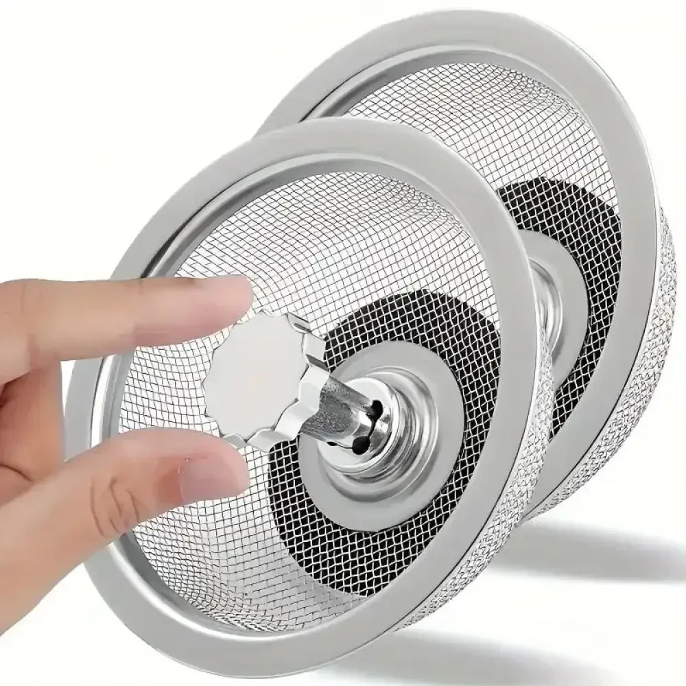2-Set Kitchen Sink Strainer with Handle & Stopper – Stainless Steel Mesh Drain Basket Replacement Filter - Ninjanew