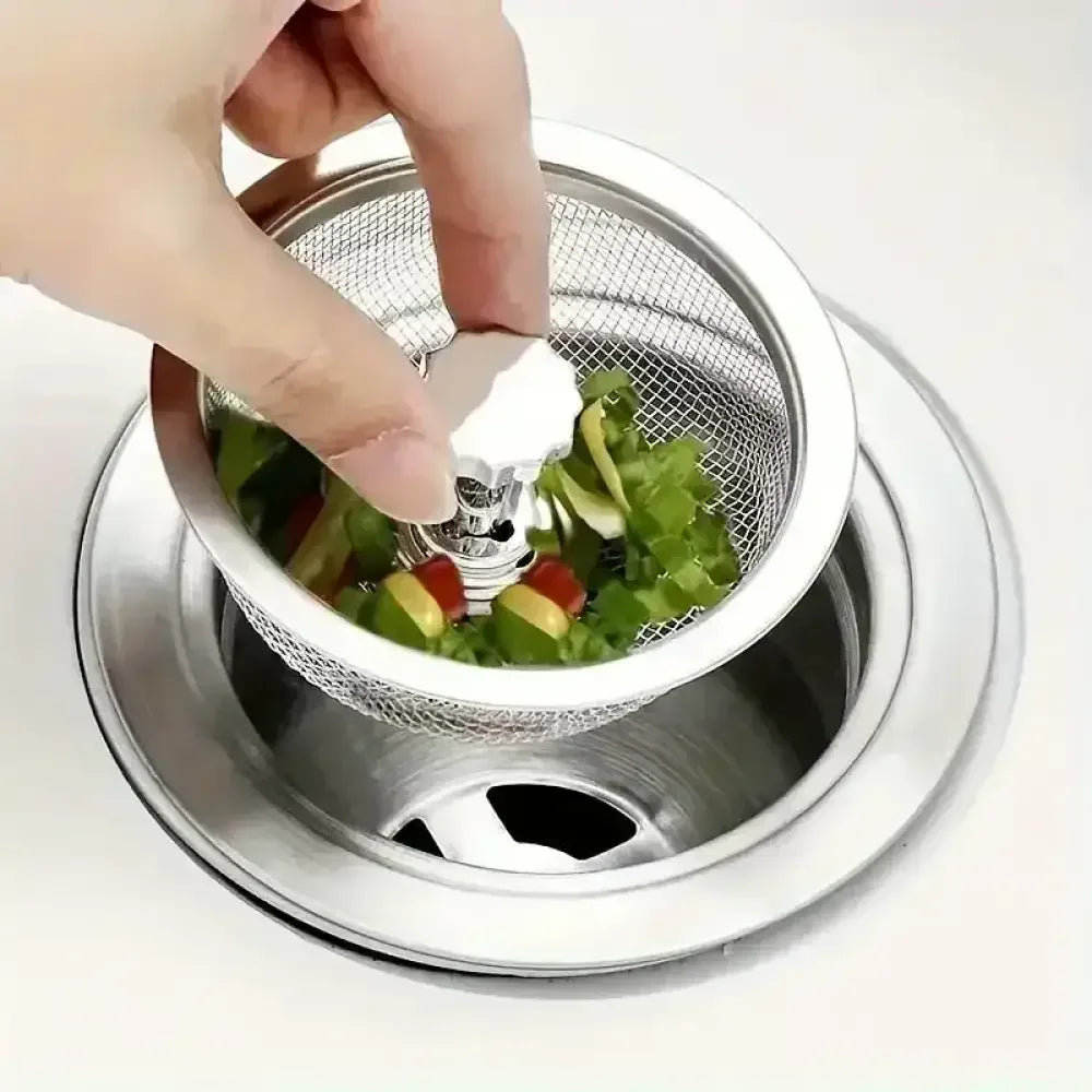 2-Set Kitchen Sink Strainer with Handle & Stopper – Stainless Steel Mesh Drain Basket Replacement Filter - Ninjanew