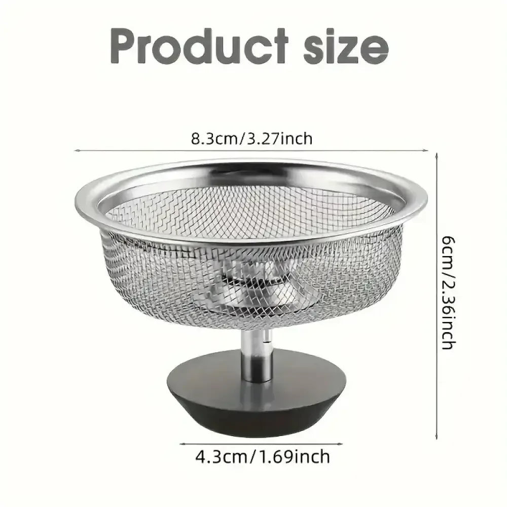 2-Set Kitchen Sink Strainer with Handle & Stopper – Stainless Steel Mesh Drain Basket Replacement Filter - Ninjanew