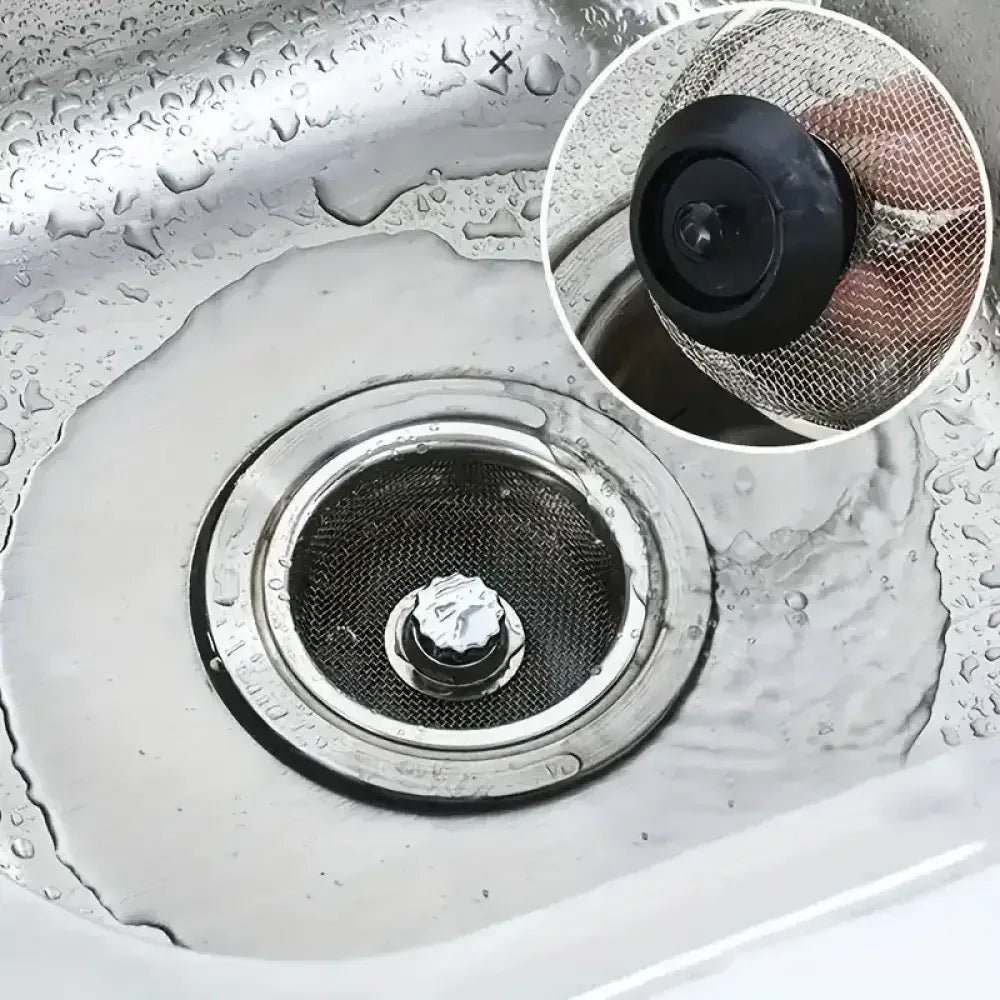 2-Set Kitchen Sink Strainer with Handle & Stopper – Stainless Steel Mesh Drain Basket Replacement Filter - Ninjanew