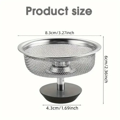2-Set Kitchen Sink Strainer with Handle & Stopper – Stainless Steel Mesh Drain Basket Replacement Filter - Ninjanew