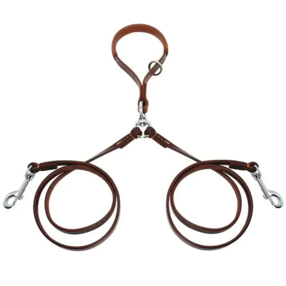 2 Way Leather Double Dog Leash - Ninjanew