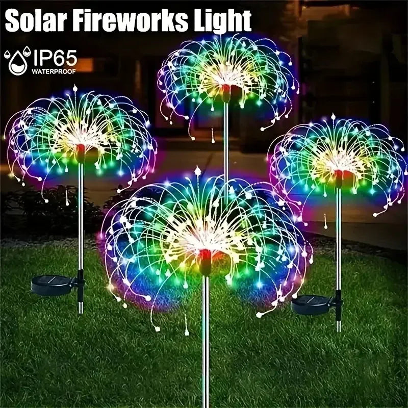200 LED solar firework lights with high-quality copper wire, IP65 waterproof