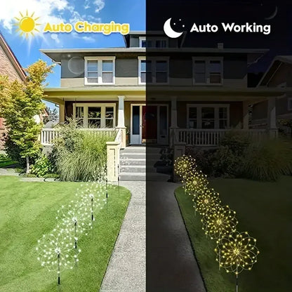 Solar firework LED garden lights with dandelion shape and copper wire